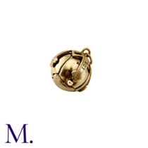 A Small Masonic Orb Pendant in 9k yellow gold and silver, the hinged spherical body opens to display