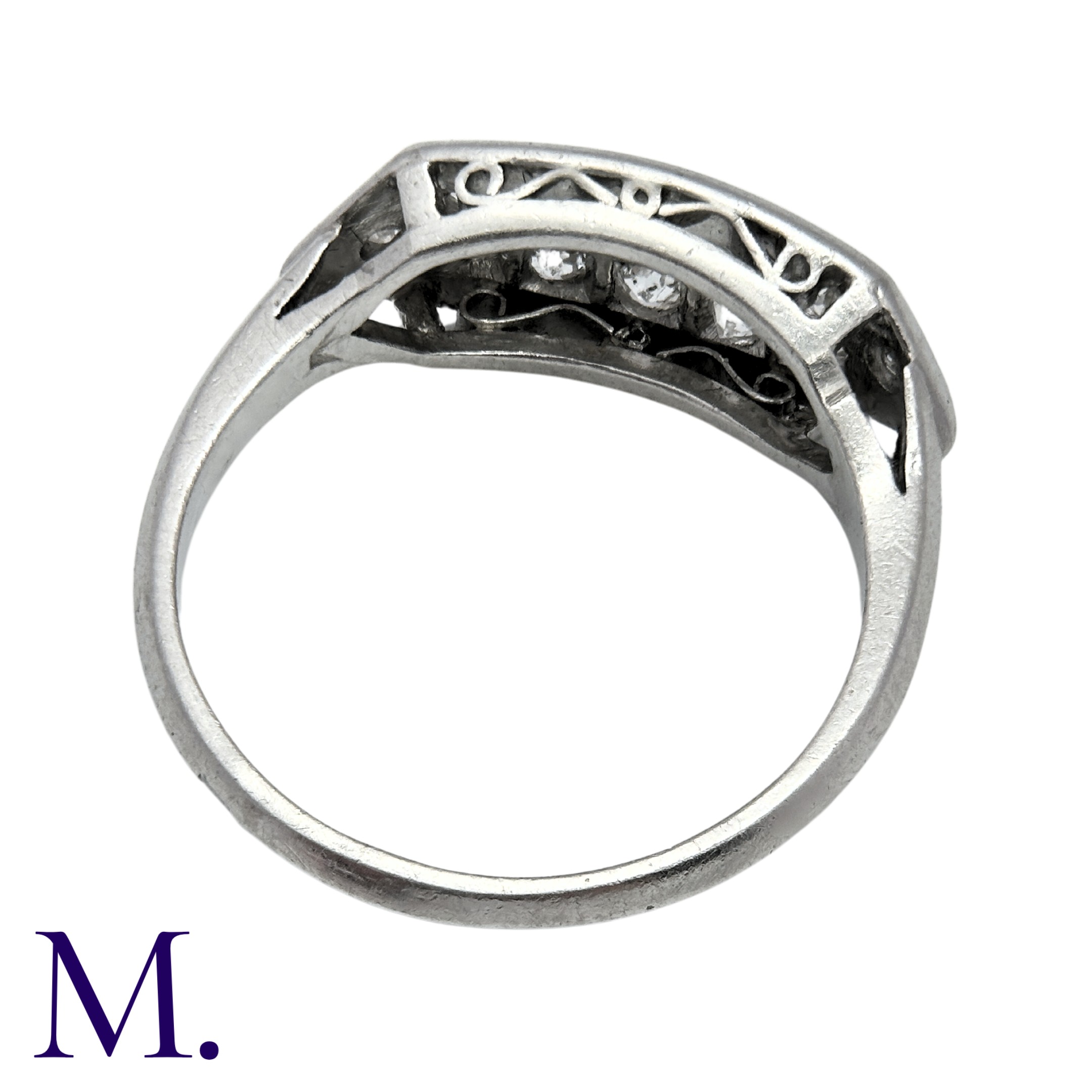 A Diamond Double Row Ring in platinum, set with two rows of diamonds amounting to approximately 0. - Image 5 of 5