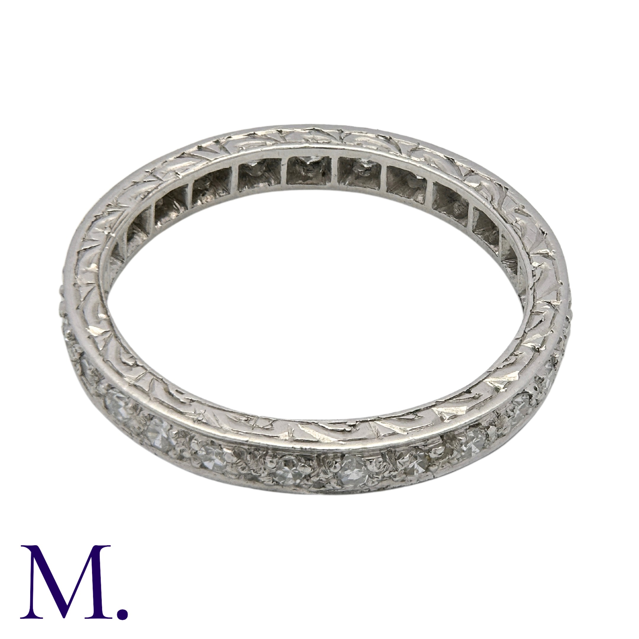 A Diamond Eternity Ring in platinum set with approximately 0.50ct of diamonds, with engraved - Image 3 of 3