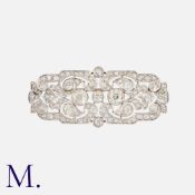 A Fine Diamond Plaque Brooch in 18K white gold, set with old cut and rose cut diamonds, the