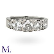 A Diamond 5-Stone Ring in 18K white gold, set with five old cut diamonds weighing approximately 1.