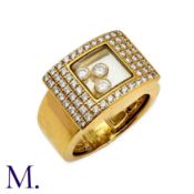 CHOPARD. A Happy Diamonds Ring in 18K yellow gold, with 60 pavé set diamonds to the face with a