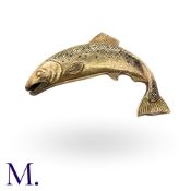 ALABASTER & WILSON, A Leaping Salmon Brooch in 9k yellow gold, designed as an intricately engraved