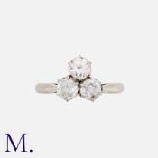 A Diamond 3-Stone Ring in 18K white gold, set with three old cut diamonds weighing approximately 0.