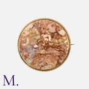 A Swedish Jasper Brooch in silver, set with a large circular piece of jasper. Visby, 1872. Size: 5.