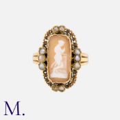 An Antique Cameo Brooch from a collection of cameos. in yellow gold, set with a hardstone cameo
