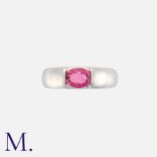 CHAUMET. A Pink Tourmaline Ring in 18K white gold, set with an oval-cut pink tourmaline to the