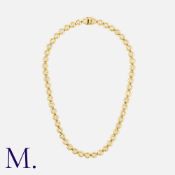 A Diamond Line Necklace in 18k yellow gold, comprising a series of heavy collet set round cut