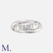 CARTIER. A Limited Edition Trinity Ring in 18K white gold with AMOUR ET TRINITY engraved to one of