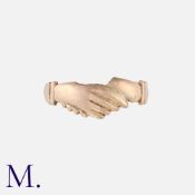 NO RESERVE. A Gold Fede Ring in yellow gold, with carved hands. Unmarked but tests indicate 9ct