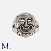 A Silver Dionysian Masks Ring with spinning theatre masks - one for tragedy and one for comedy.