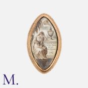 George III Memorial Ring in yellow gold, with a mourning ring set under glass depicting a scene of a
