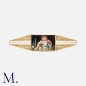 FRERES JORDAN, HANAU, C1800 An Enamel Box, in yellow gold, of shallow elongated octagonal form,