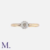 An Old Cut Diamond Solitaire Ring in 18K yellow gold, claw-set with a single old cut diamond