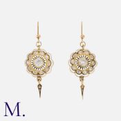 A Pair of Antique Diamond Earrings in yellow gold, set with old cut diamonds weighing over 2.0ct