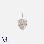 A Diamond Heart Pendant in white gold, designed as a heart set with round cut diamonds. Unmarked.