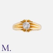 A Diamond Gypsy Ring in 18K yellow gold, set with an old cut diamond weighing approximately 0.40ct