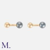 Tiffany & Co, A Pair Of Hematite Cufflinks, in 14k yellow gold, comprising a hematite ball to one