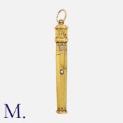 An 18th Century Needle Case (Bodkin) set with rose cut diamond to the push button. Gold cased. Size: