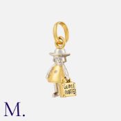 Links Of London, A Diamond Globe Trotter Charm / Pendant in 18k yellow gold, with articulated legs