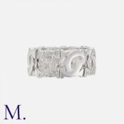 CARTIER , A Diamond Set Double C Logo Ring in 18k white gold, comprising a series of interlocking