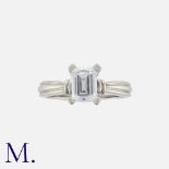 NO RESERVE. A Platinum Mount for a single stone set with an emerald-cut colourless gemstone. Band