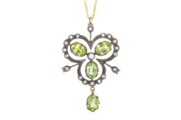 PERIDOT AND DIAMOND PENDANT,