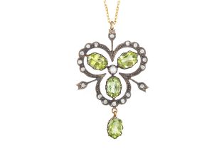 PERIDOT AND DIAMOND PENDANT,