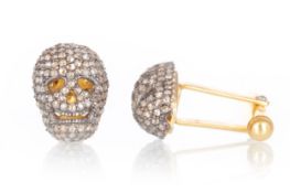 PAIR OF DIAMOND SET SKULL CUFFLINKS,