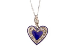 ENAMEL AND DIAMOND HEART PENDANT,