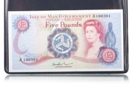 ISLE OF MAN GOVERNMENT FIVE POUNDS BANKNOTE,