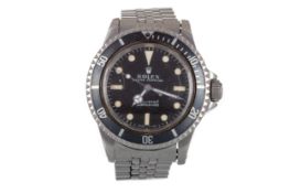 RARE AND IMPRESSIVE: ROLEX, NO DATE SUBMARINER STAINLESS STEEL AUTOMATIC WRIST WATCH,