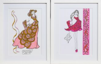 * ROZ JENNINGS, TWO ORIGINAL ILLUSTRATIONS OF DESIGNS FOR LAURA ASHLEY