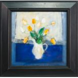 * PATRICIA SADLER, YELLOW & WHITE TULIPS IN A WHITE VASE