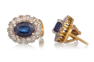 PAIR OF SAPPHIRE AND DIAMOND EARRINGS,