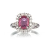 PINK SAPPHIRE AND DIAMOND RING,