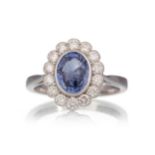 SAPPHIRE AND DIAMOND RING,