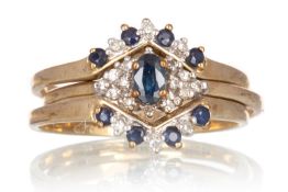 SAPPHIRE AND DIAMOND RING SET,