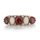 VICTORIAN GARNET AND OPAL RING,