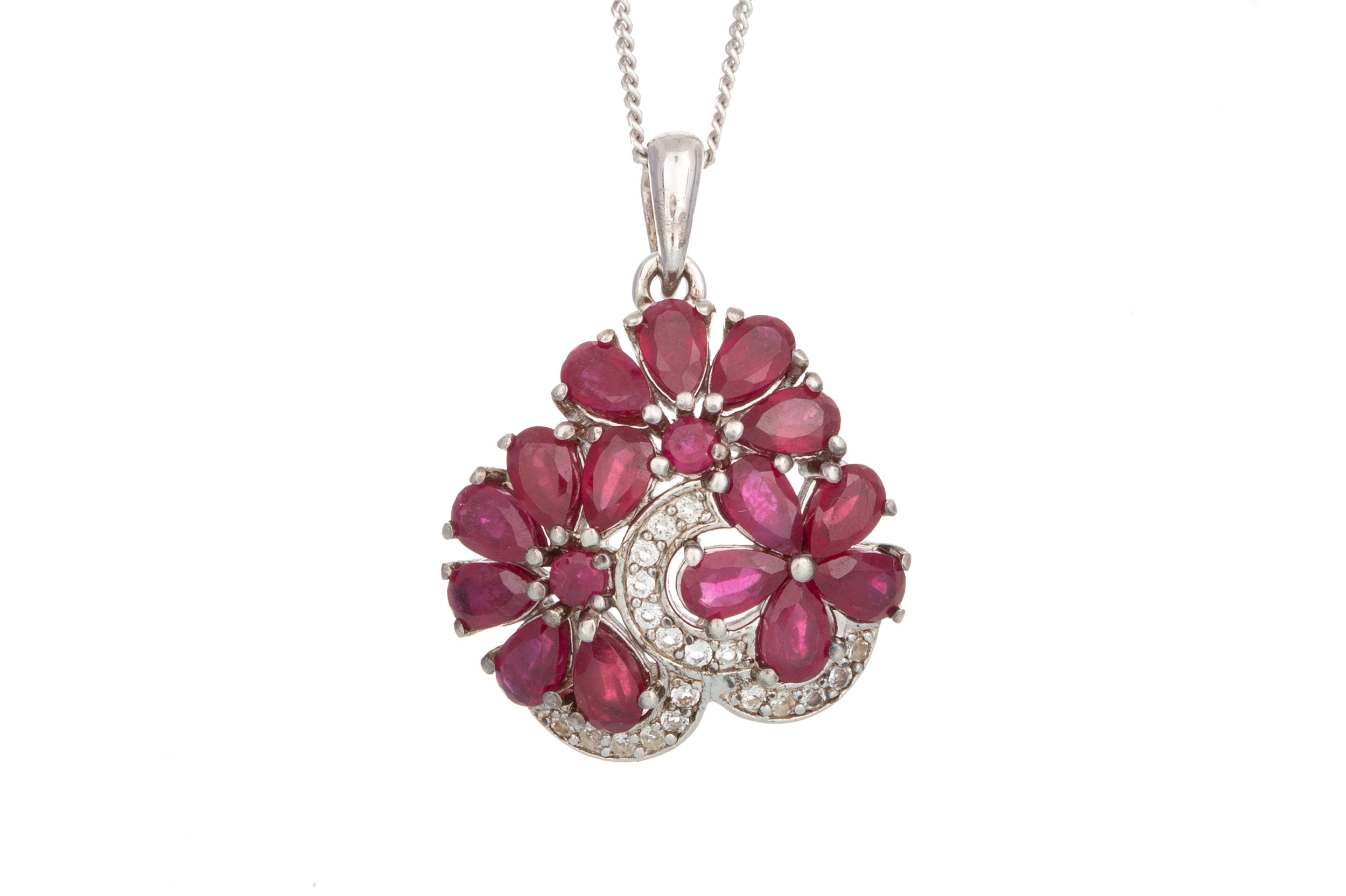 RUBY AND WHITE SAPPHIRE PENDANT,