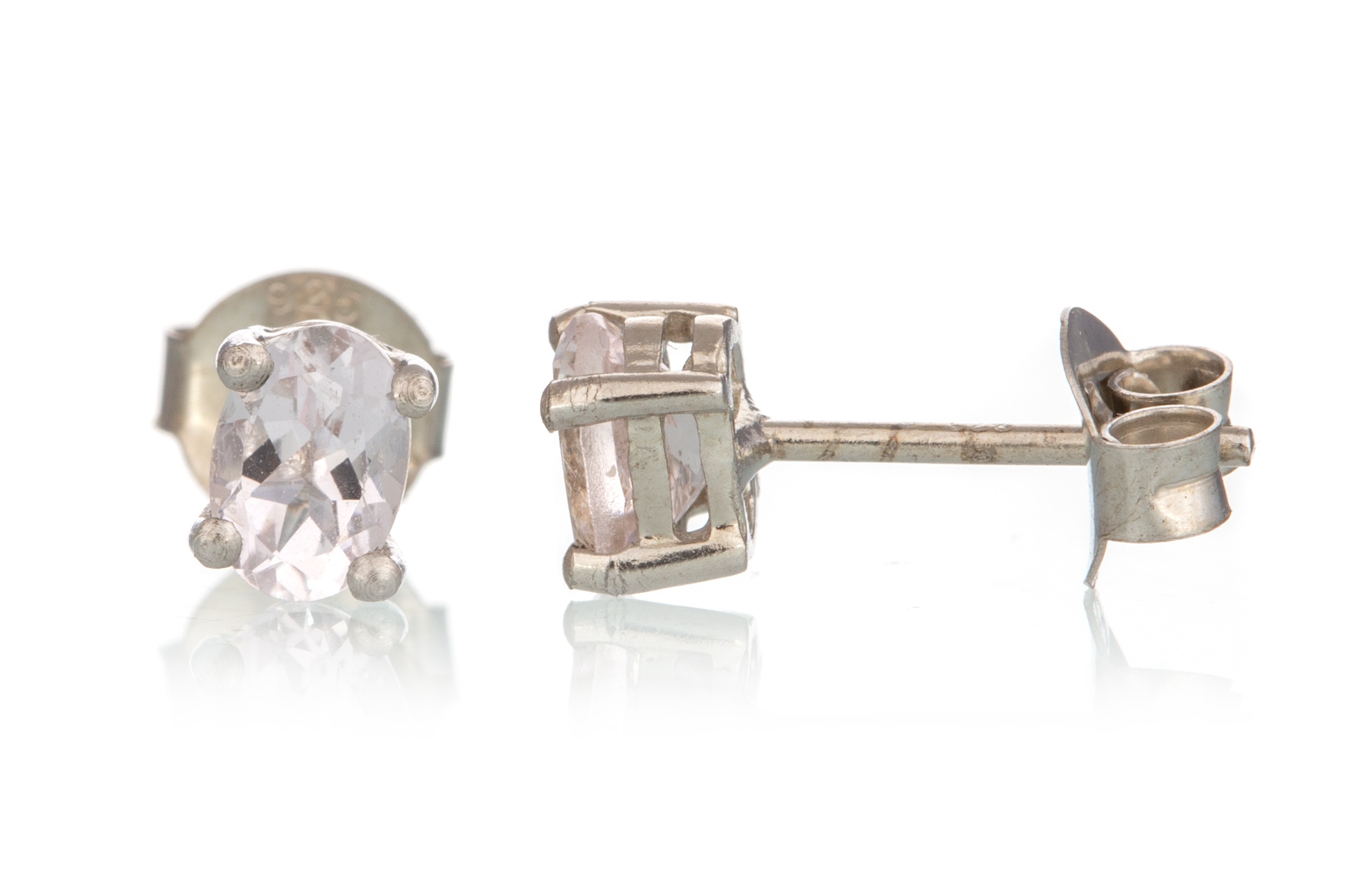 PAIR OF MORGANITE STUD EARRINGS,