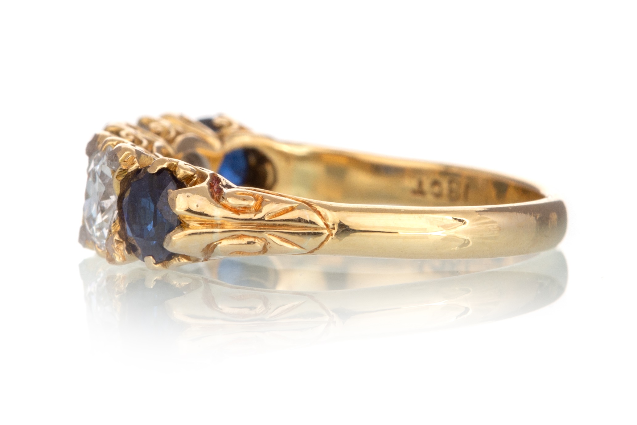 VICTORIAN SAPPHIRE AND DIAMOND RING, - Image 2 of 2