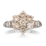 DIAMOND FLOWER CLUSTER RING,