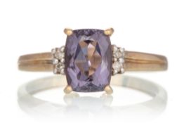 PURPLE TOURMALINE AND DIAMOND RING,