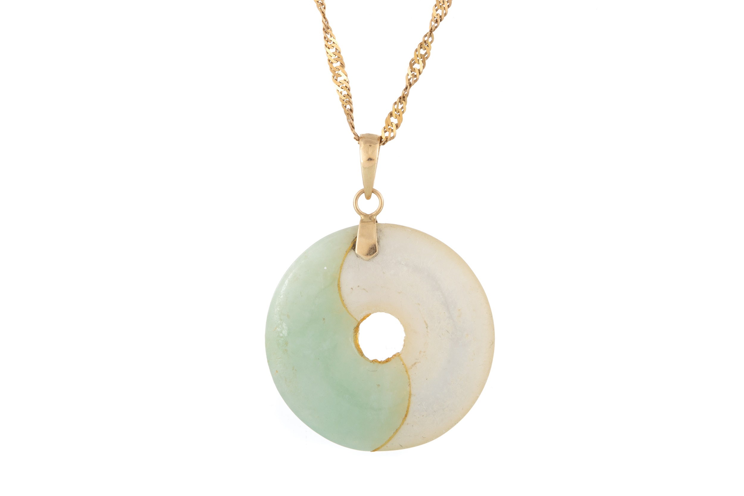 JADE AND MOTHER OF PEARL PENDANT,