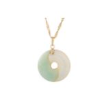 JADE AND MOTHER OF PEARL PENDANT,