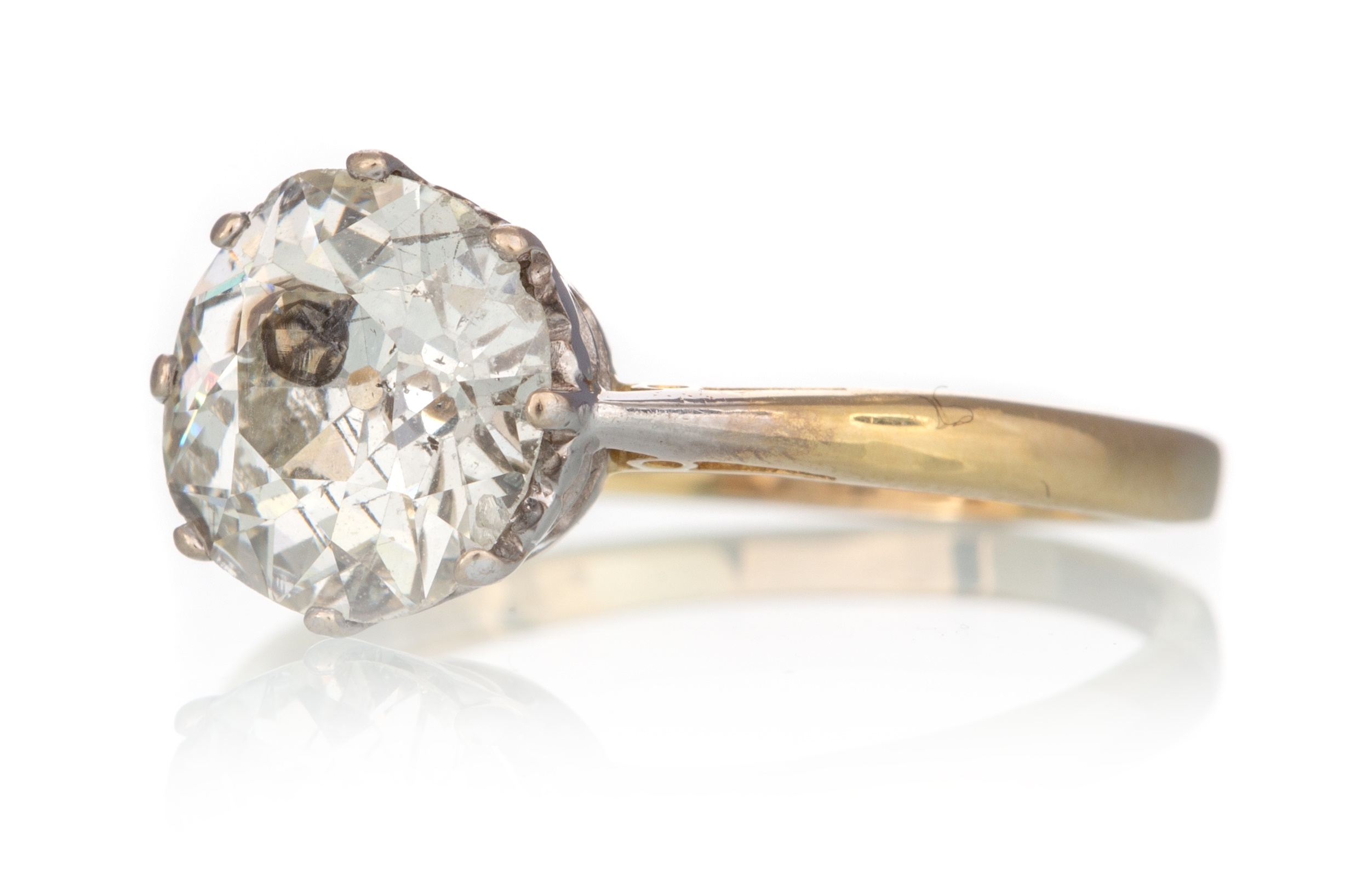 OLD EUROPEAN CUT DIAMOND SOLITAIRE RING, - Image 2 of 3