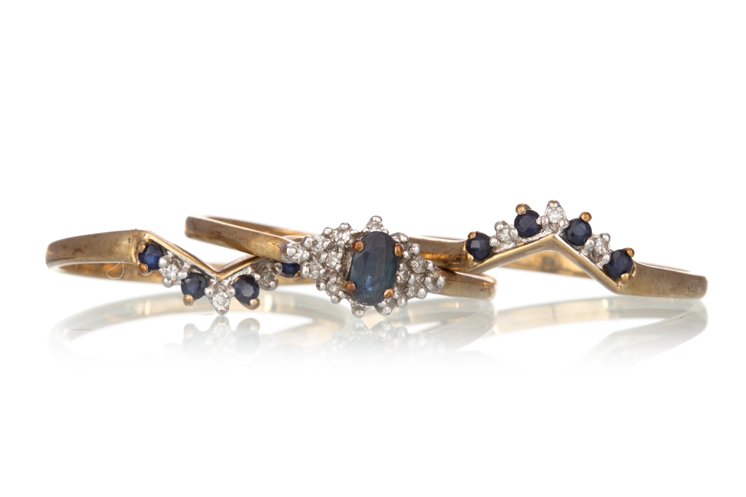 SAPPHIRE AND DIAMOND RING SET, - Image 2 of 2