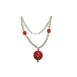 CHINESE GREEN JADE BEAD NECKLACE