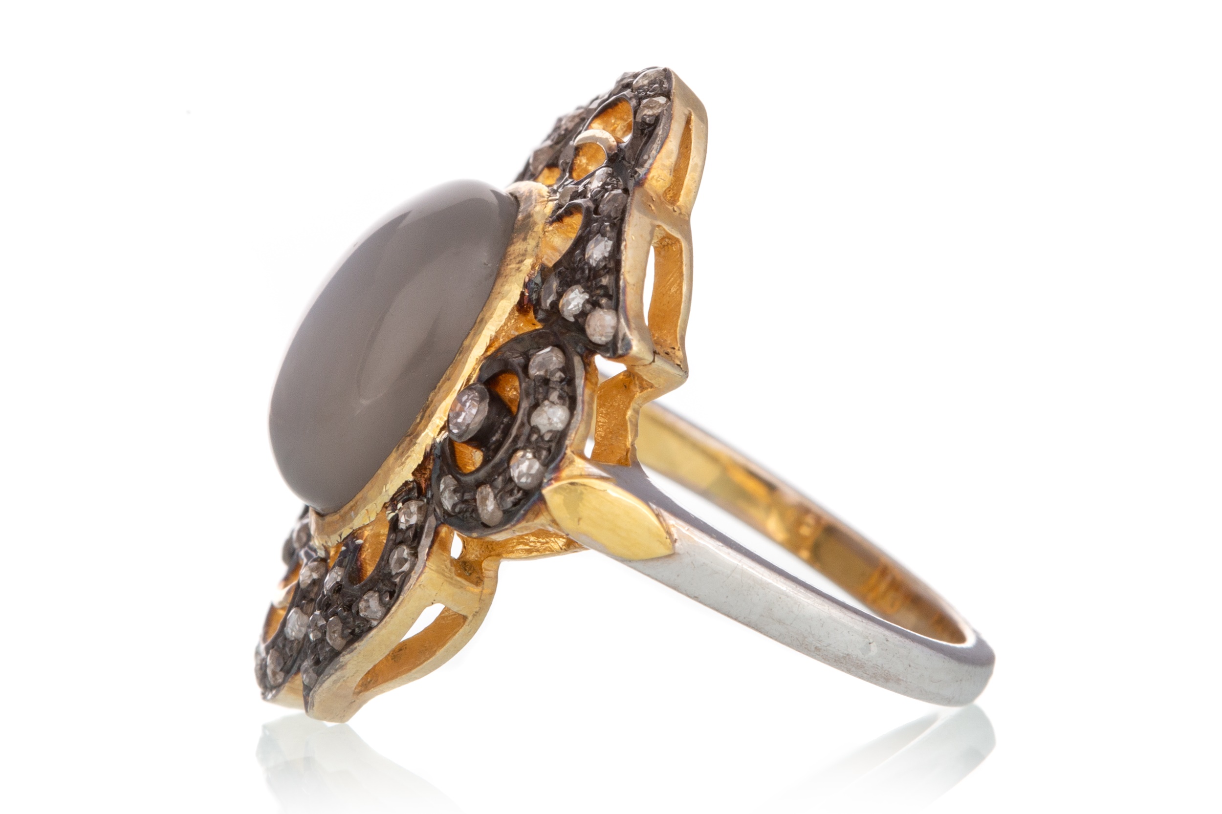MOONSTONE AND DIAMOND RING, - Image 2 of 2